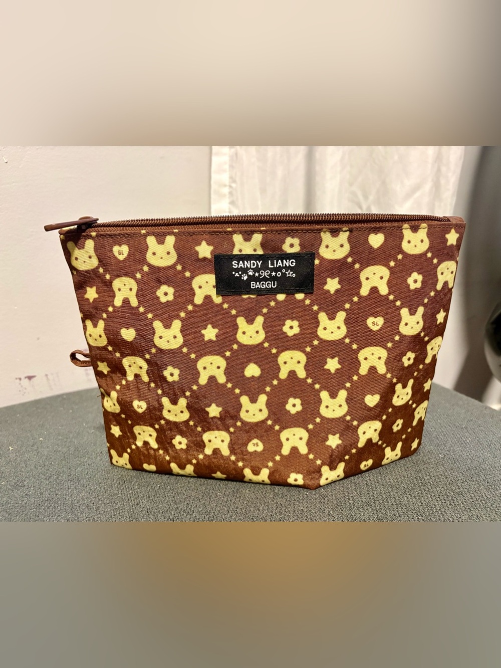 Baggu Go Pouch - Sandy Liang Brown & Yellow Character Print Cosmetic Pouch